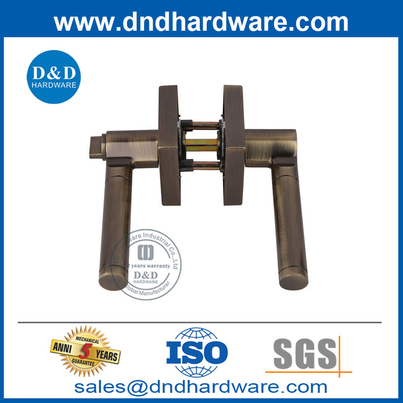 Antique Brass Square Type Zinc Alloy Lever Lockset for Inside Door-DDLK089