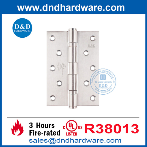 SS304 Metal Door Hinge UL Listed Fire Rated Satin Nickel Door Hinges-DDSS005-FR-5X3.5X3