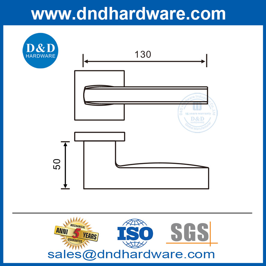 Commercial Door Handles Square Stainless Steel Solid Lever Interior Door Handle-DDSH054