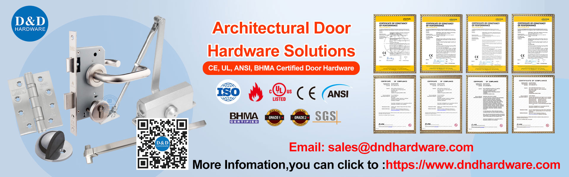 How many kinds of D&D UL and CE fire rated door hardware ？