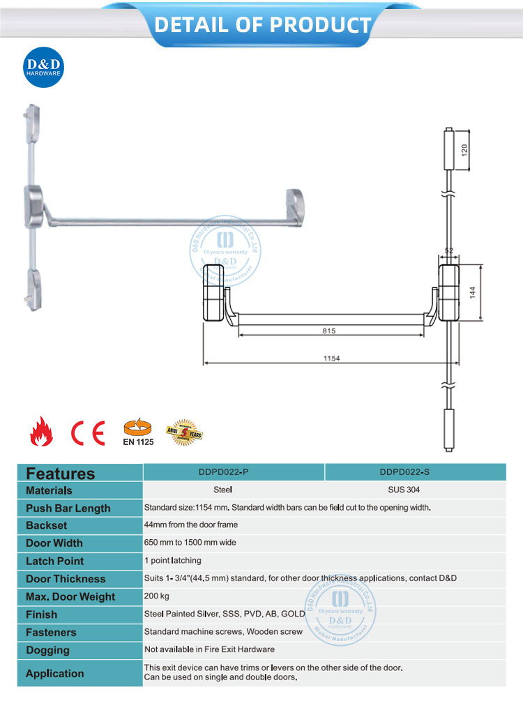 emergency door panic bar