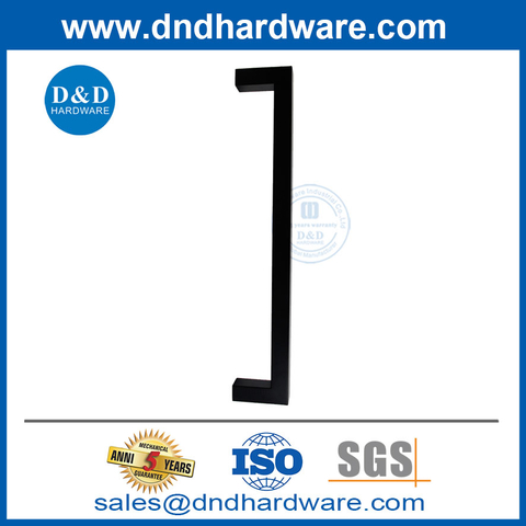 304 Stainless Steel Square Rosette Wooden Door Long Pull Handle for Commercial Door-DDPH034