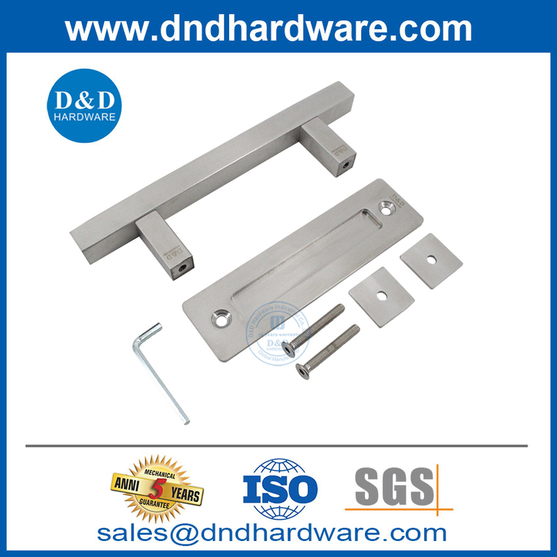 Satin Stainless Steel Double Sided Square Flush Sliding Barn Door Handle-DDBD104