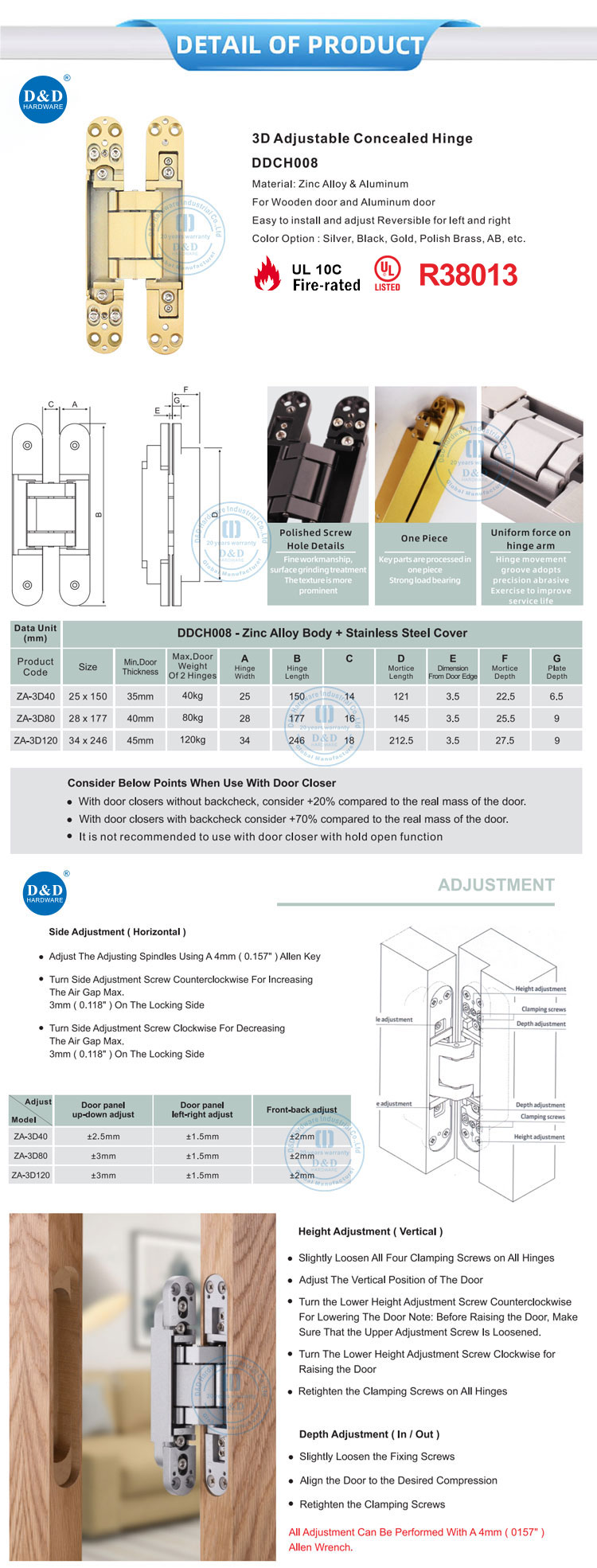 golden hidden concealed door hinges