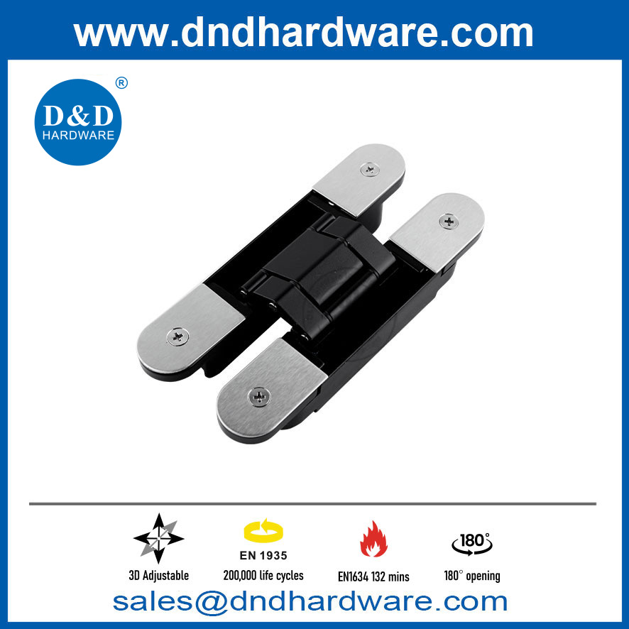 EN1935 Zinc Alloy Black 3D Fire Concealed Door Hinge with Sanding Cover-DDCH008-G40