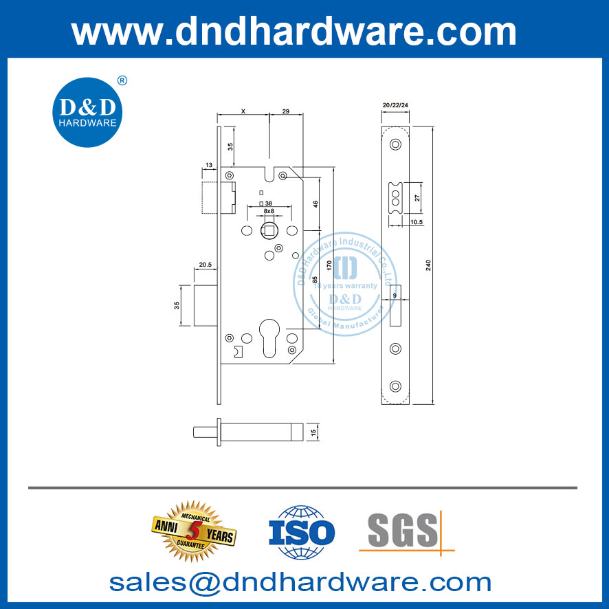 45mm backset magnetic lock