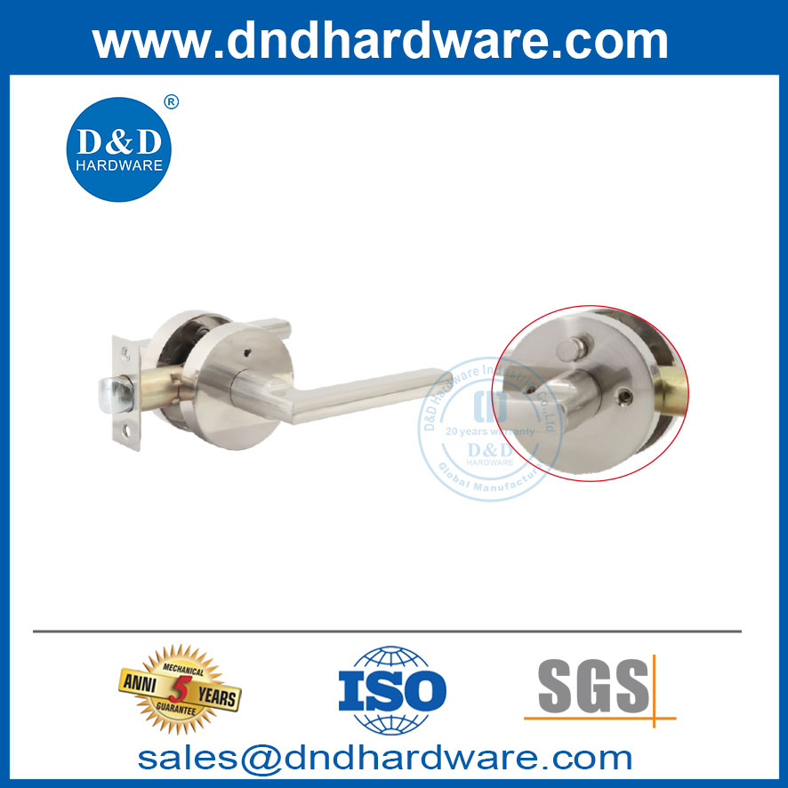 Heavy Duty Round Rose Tubular Lever Lockset for Wooden Bathroom Doors-DDLK034