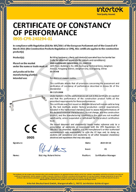 CE Panic exit device