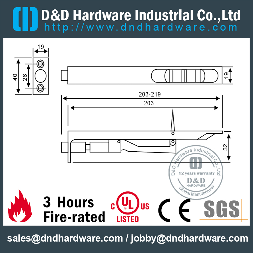 Brass Heavy Duty Flush Bolt for Internal Wooden Door-DDDB002