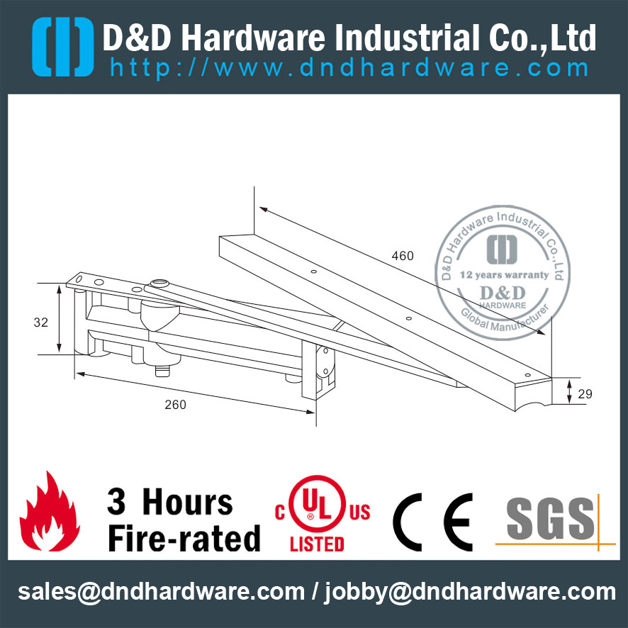 Concealed Overhead Hydraulic Door Closer for Commercial Door -DDDC005