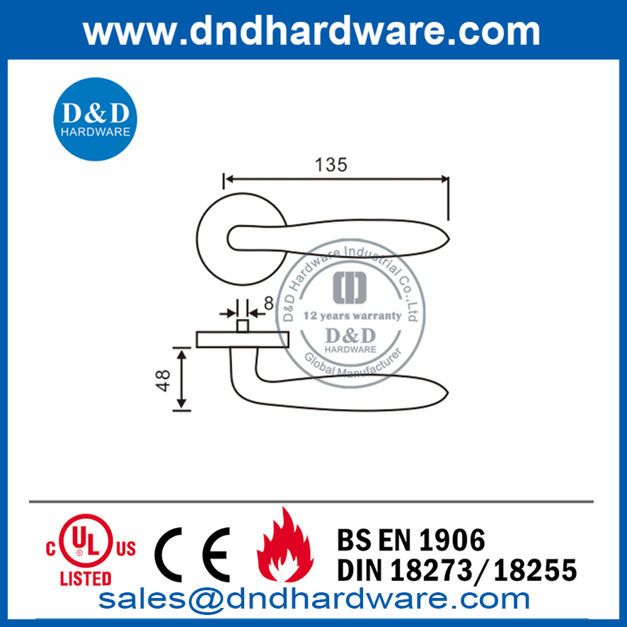 Modern Grade 304 Bedroom Hollow Lever Door Handle-DDTH036