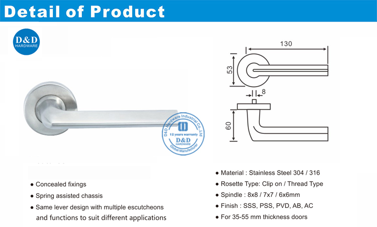 Commercial Door Lever-DDSH016-D&D Hardware