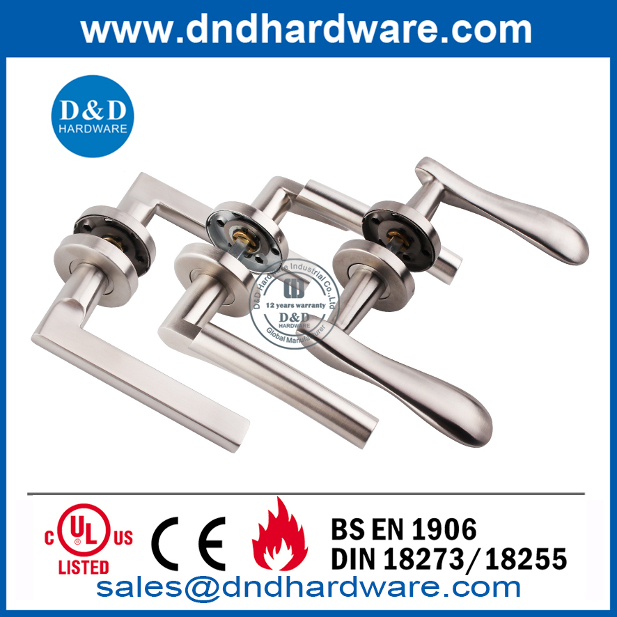 Antirust modern upright solid lever handle with square rose for Bathroom Door- DDSH111
