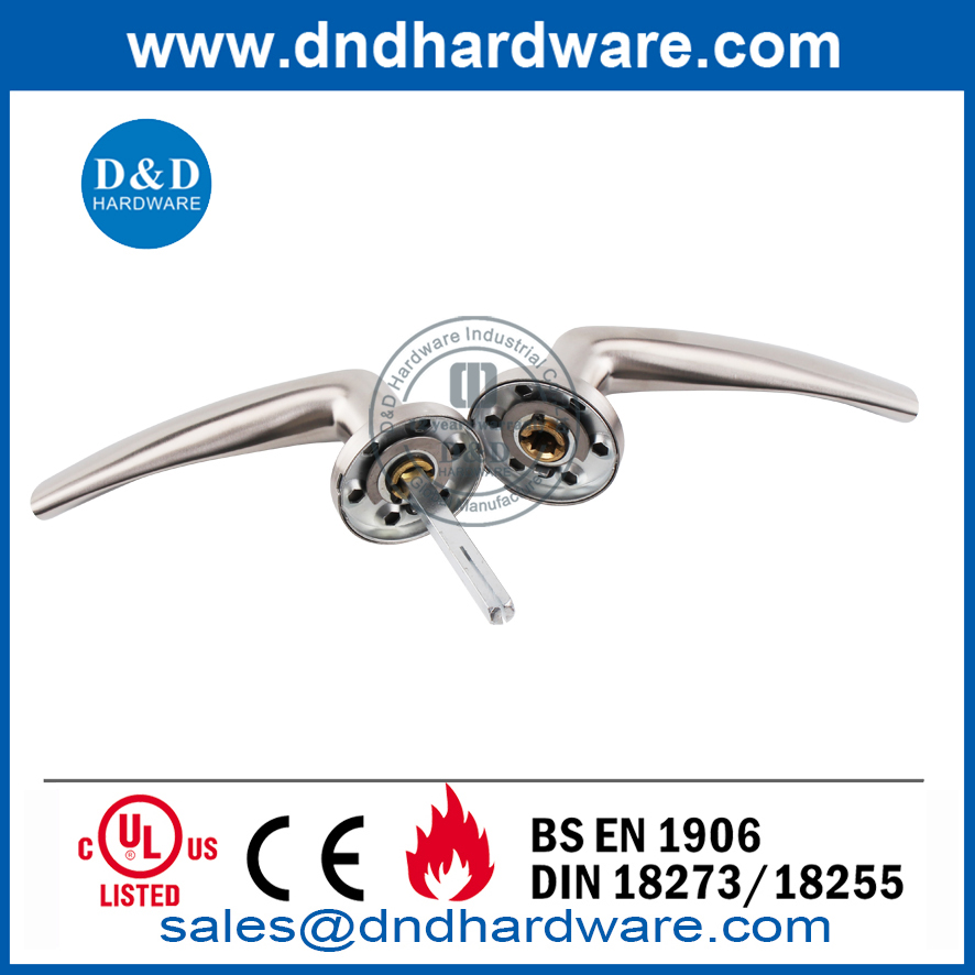 Round Rose Stainless Steel Solid Lever Door Handle-DDSH002