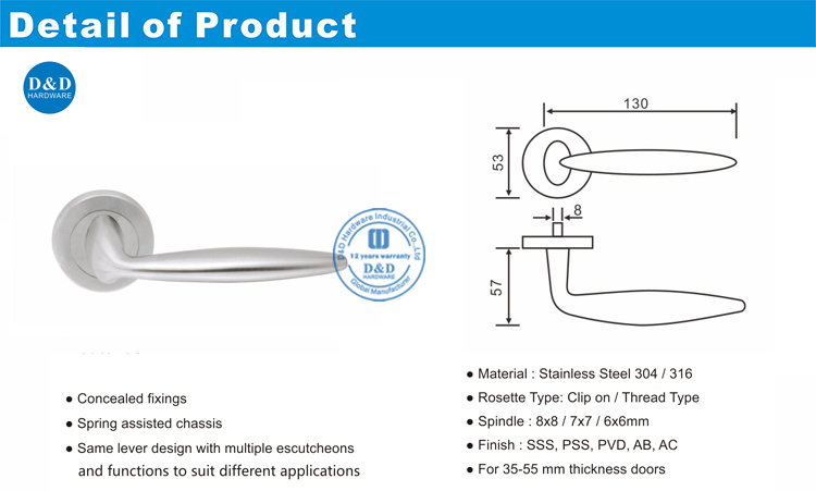 Entry Door Lever-DDSH041-D&D Hardware