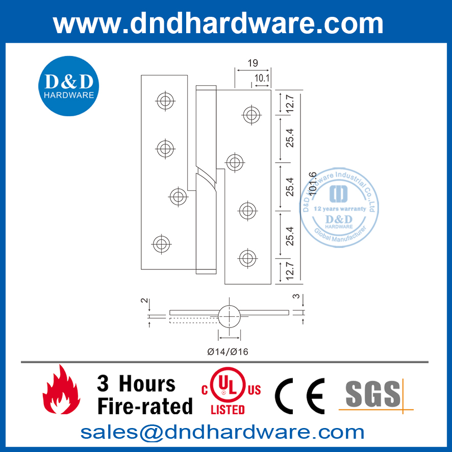 4 Inch Stainless Steel Falling Hinge for Internal Door-DDSS017