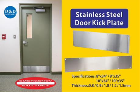 Door hardware kick clearance plates