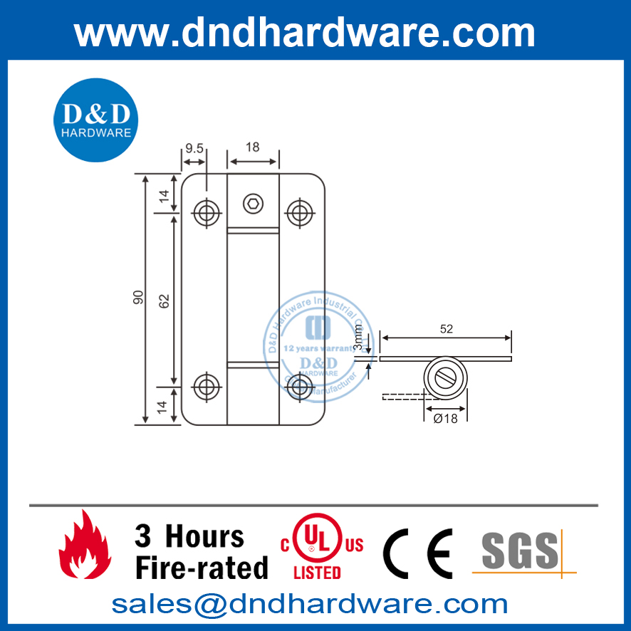 Small Stainless Steel Single Action Spring Hinge-DDSS035
