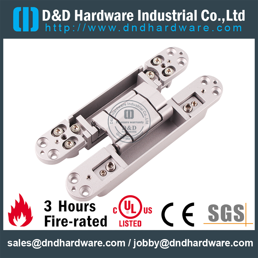Heavy Duty Silver Sanding lid 3D Adjustable Concealed Hinge for Hotel Door-DDCH008-G80S