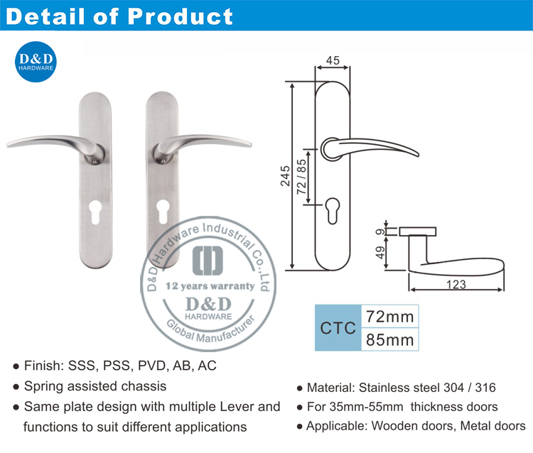 External Door Handle with plate
