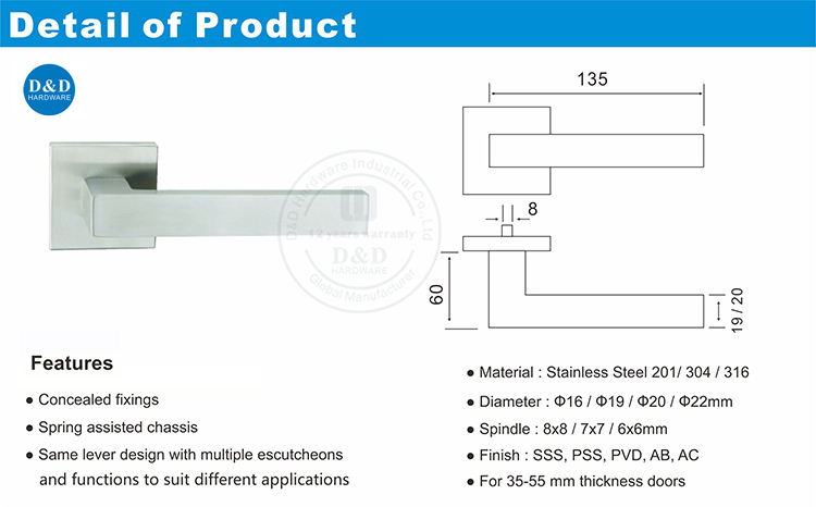 Internal Door Lever Handle-DDTH019-D&D Hardware