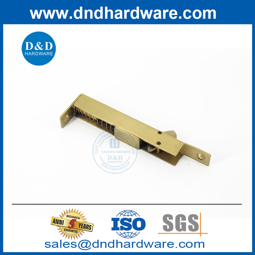 SS304 Satin Brass Sideways Automatic Door Bolt for Metal Door-DDDB023