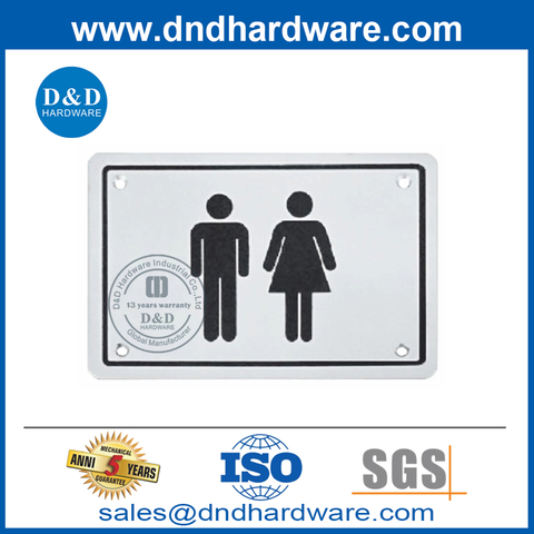 Stainless Steel Unisex Public Washroom Door Sign Plate for Toilet-DDSP003
