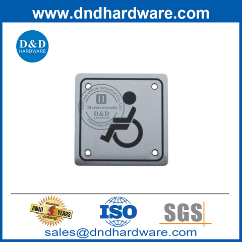 Square Type Stainless Steel Disable Toilet Door Sign Plate-DDSP