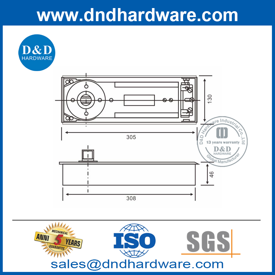 Glass Door Hardware Fitting Floor Spring with Stainless Steel Cover-DDFS222