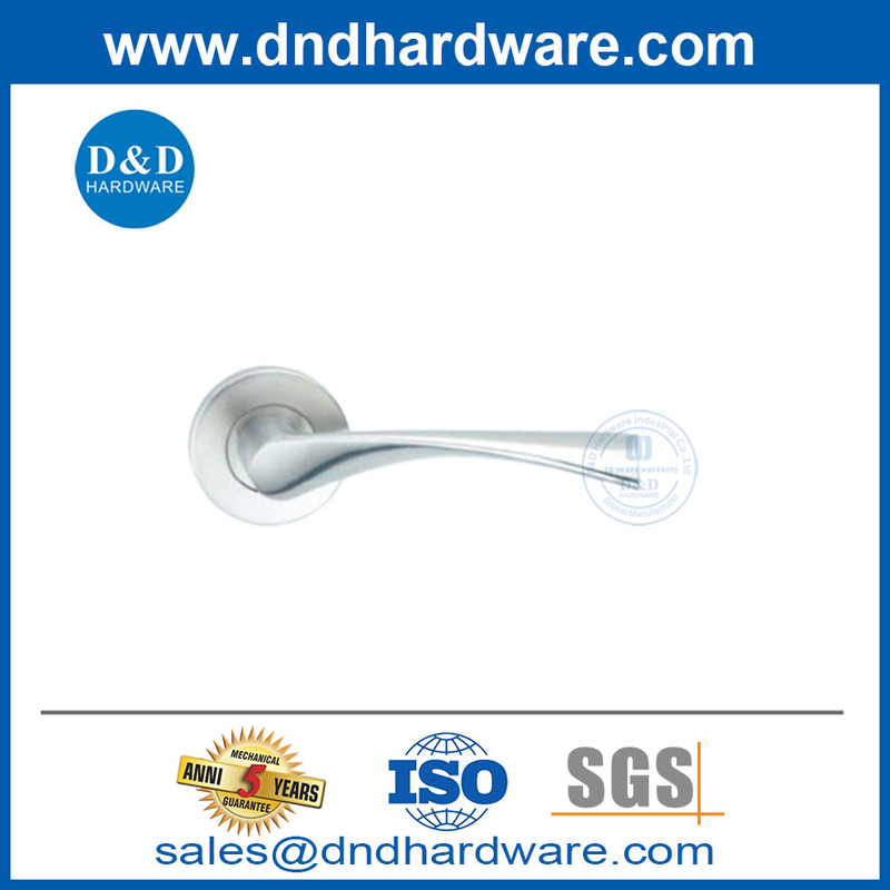 Security Stainless Steel Hollow Tube Door Lever Handle with Round Rose-DDTH037