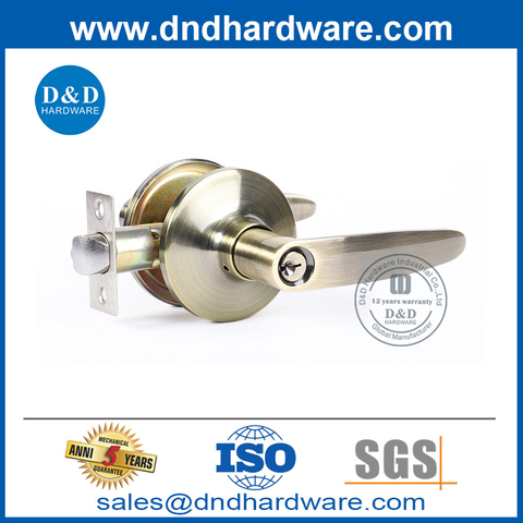 Antique Brass Finish Zinc Alloy Double Cylinder Door Handle Lockset-DDLK076