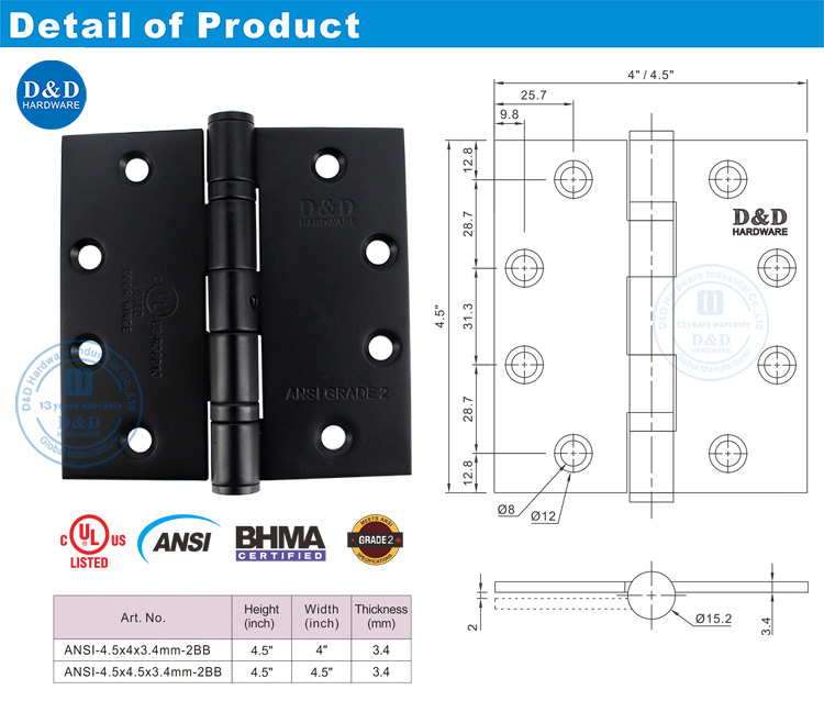 ANSI Grade 2 Outside Door Hinges