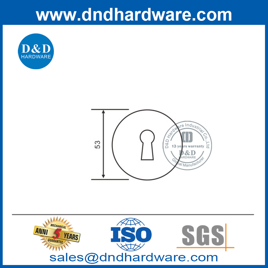 53mm Round Euro Keyhole Escutcheon in Stain Stainless Steel-DDES007