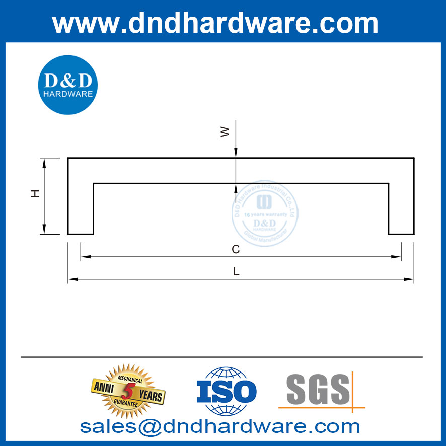 Stainless Steel Furniture Drawers Cabinet Door Pull Square Handles for Kitchen-DDFH033