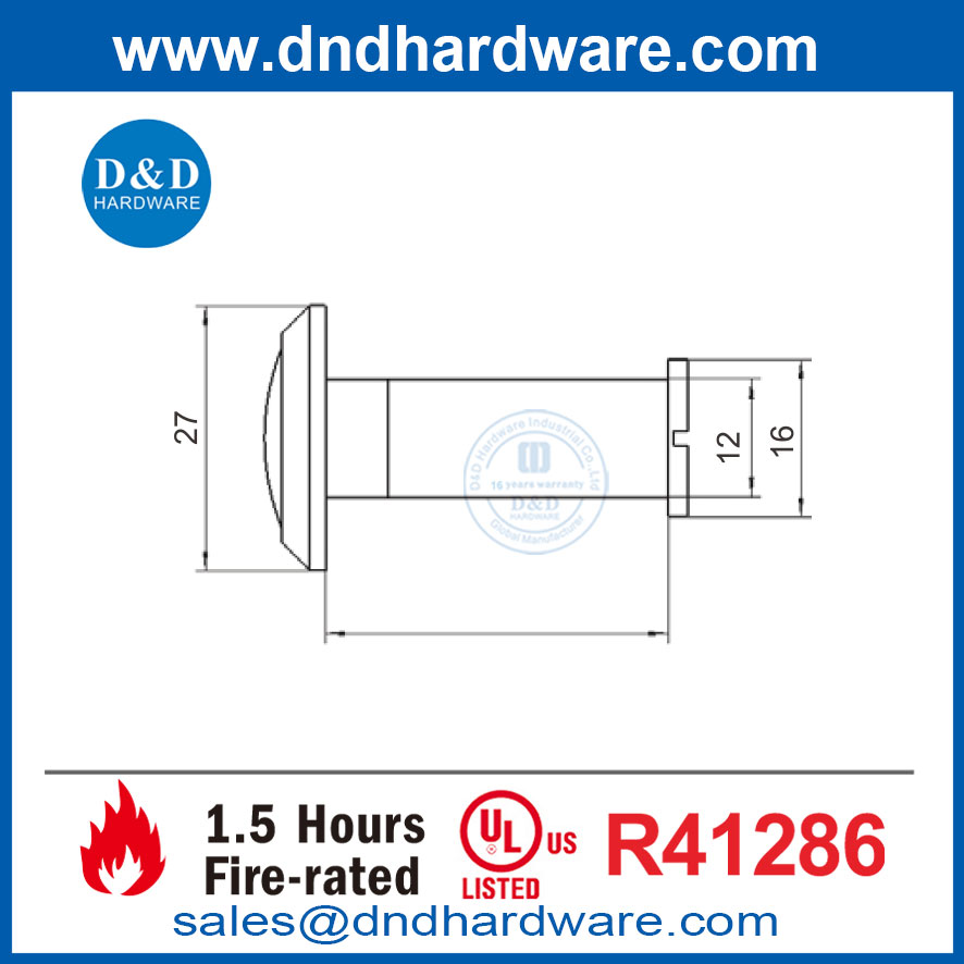 UL Fire Rated Safety Door Viewer Wide Degree Door Peephole-DDDV011