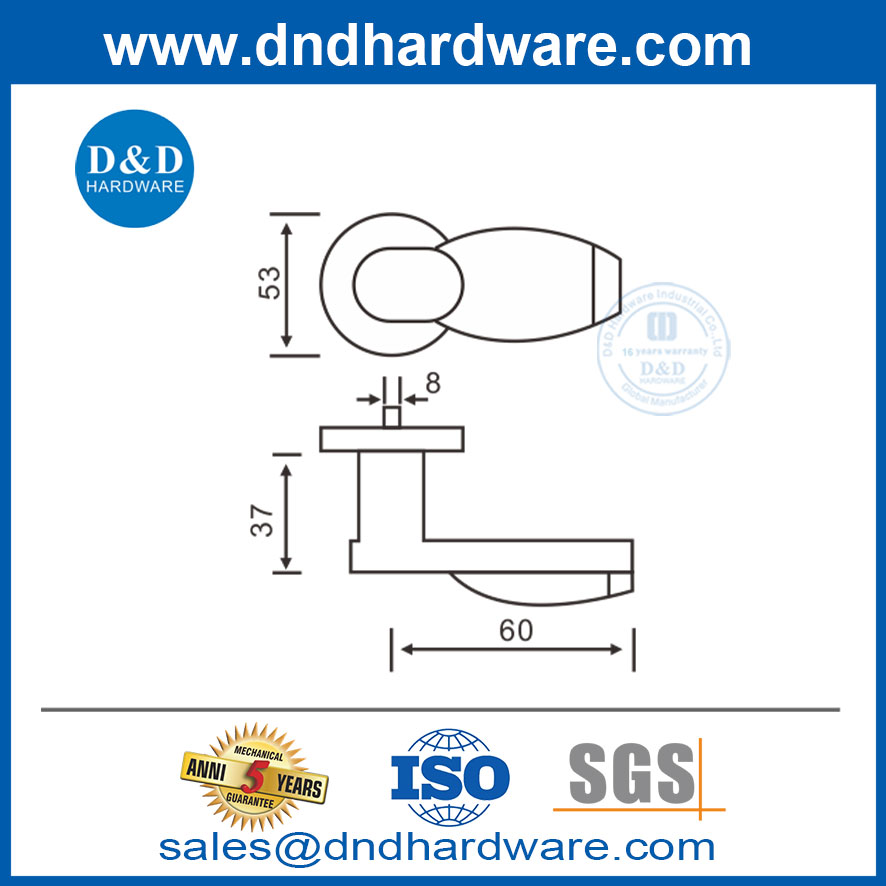 Stainless Steel Euro Style Solid Commerical Grade inside Door Handle Knob-DDSH032