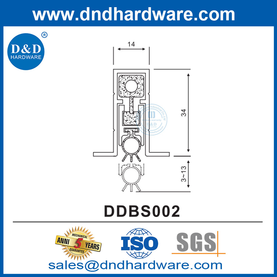 Automatic Drop Down Fire Door Seals Concealed Weatherproof Door Bottom Seal Strip-DDBS002