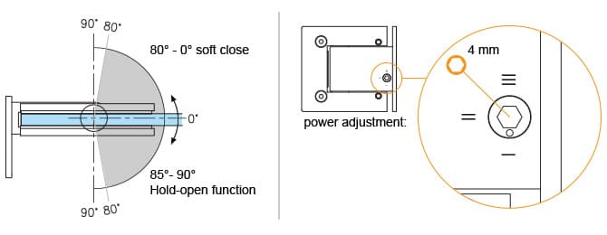 ajust glass hinge
