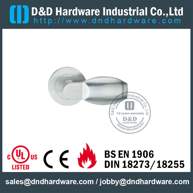 Stainless Steel Grade 316 Polish Safety Solid Lever Handle for Fire-Rated Doors-DDSH032