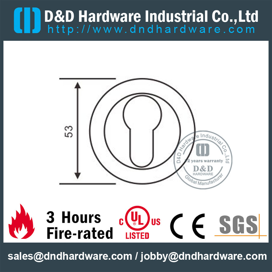 Stainless Steel Key Cylinder Thread Type Escutcheon for Entry Double Door-DDES008
