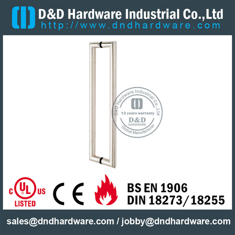 Stainless Steel 316 Tube Mitred Pull Handle for Double Entry Glass Door -DDPH002