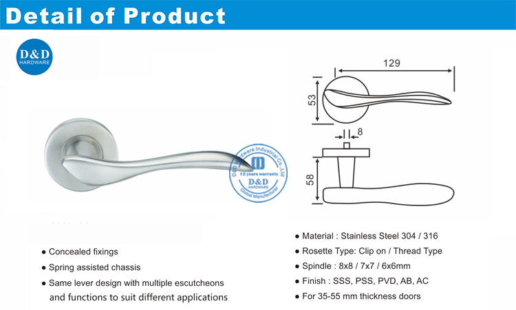 Passage Door Lever Handle-DDSH014-D&D Hardware