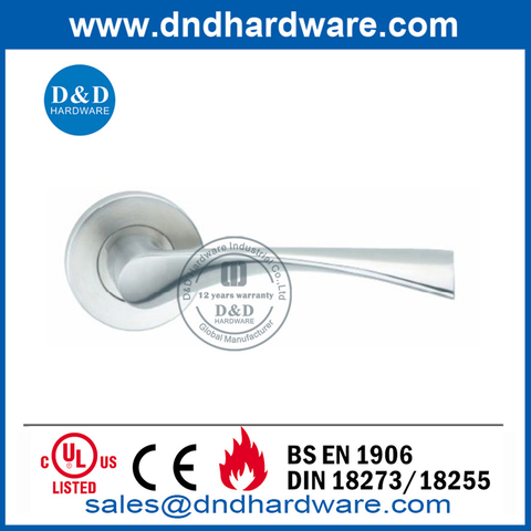 Round Rose Stainless Steel Solid Lever Door Handle-DDSH002