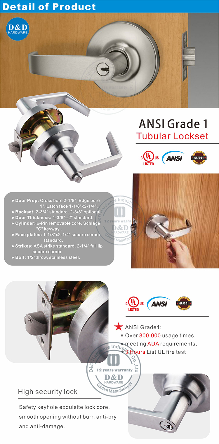 ANSI Tubular Lockset-DDLK009-D&D Hardware