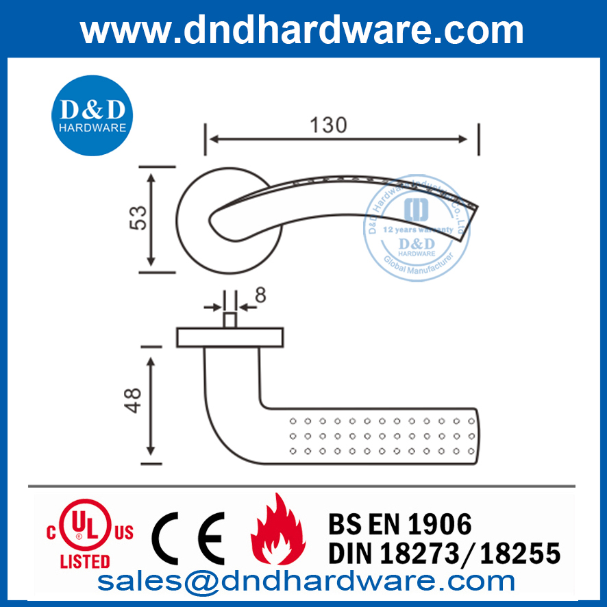 Antiskid SS304 Commercial Passage Door Lever Handle-DDSH029