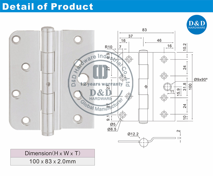 Stainless Steel Crank Hinge-DDSS036-D&D Hardware