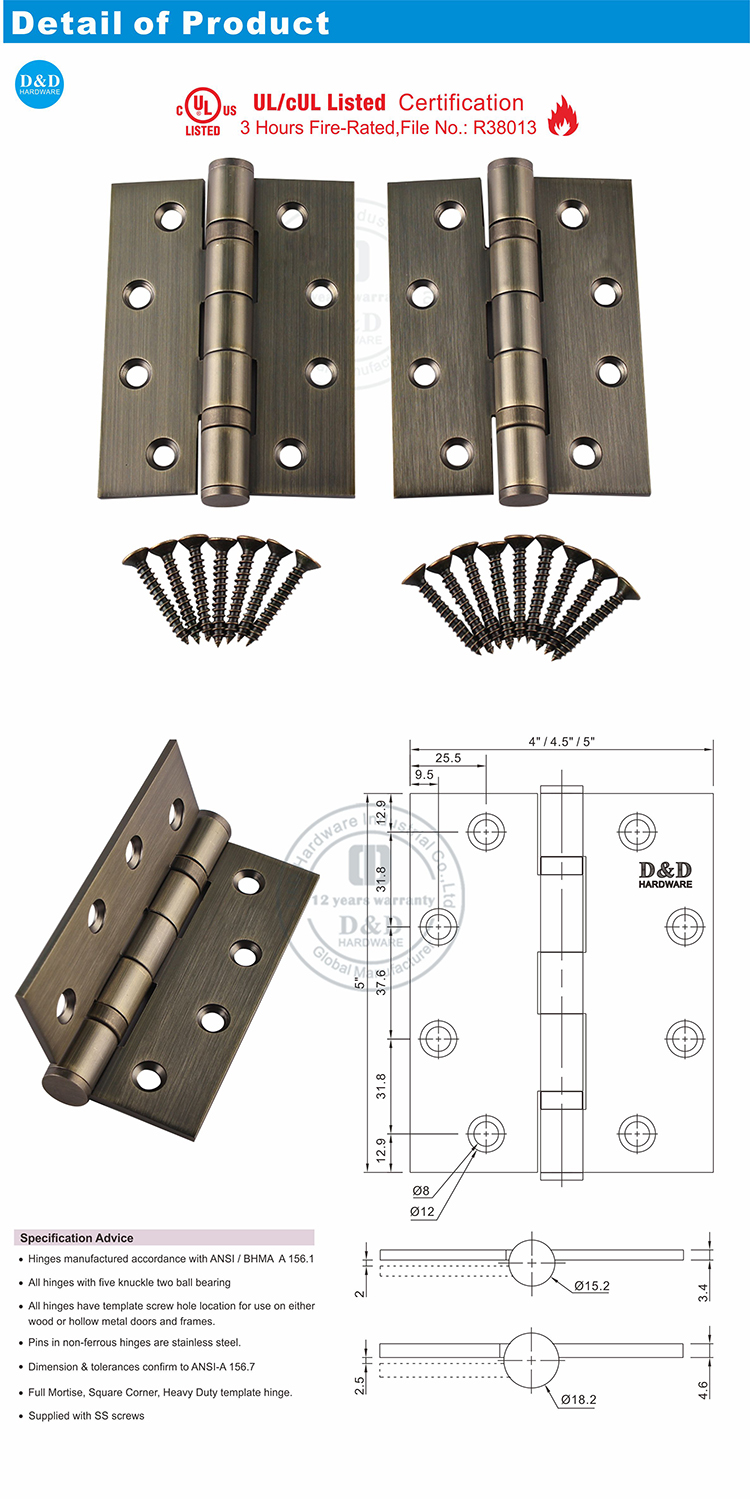 Antique Brass Hinge 5434