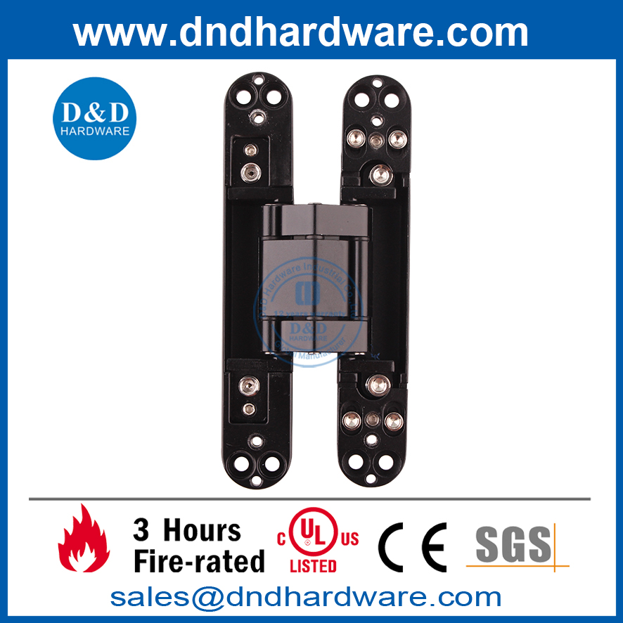 Zinc Alloy Black 3D Concealed Hinge with Sanding Cover-DDCH008-G40