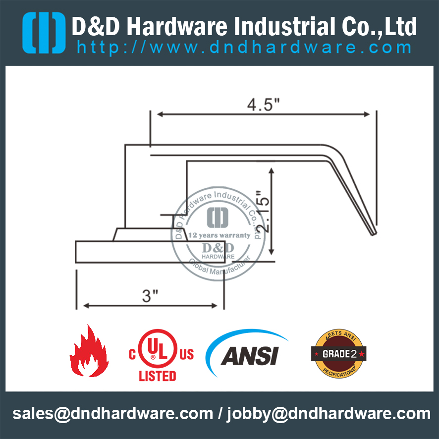 Fire Rated Door Hardware UL ANSI Grade 2 Tubular Knob Lock for Smoke Door-DDLK011