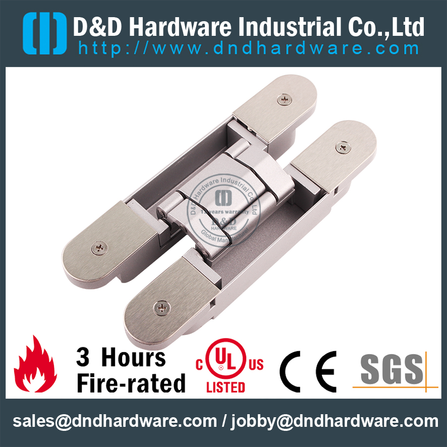 Heavy Duty Silver Sanding lid 3D Adjustable Concealed Hinge for Hotel Door-DDCH008-G80S